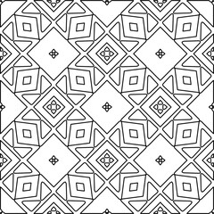 Fototapeta na wymiar Monochrome ornamental texture with smooth linear shapes, zigzag lines, lace pattern.Abstract geometric black and white pattern for web page, textures, card, poster, fabric, textile.