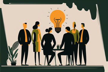 Business people getting an idea in a meeting