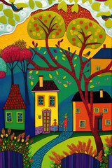 Obraz premium maisons colorées