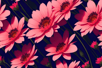 Gardinen Seamless flowers pattern painting with trendy colors. Print Design, generative ai, perfect for interior, furniture and fashion. © Aleksandr