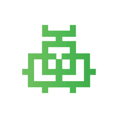 pixel green ram logo ram icon modern corporate, abstract letter logo