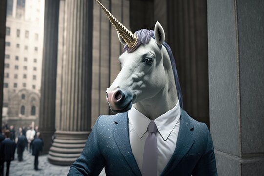 A unicorn in a business suit. Generative AI