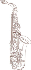 Saxophone Musical Instrument Line Art Illustration