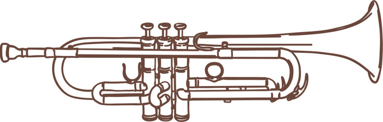 Trumpet Musical Instrument Line Art Illustration © Jamie