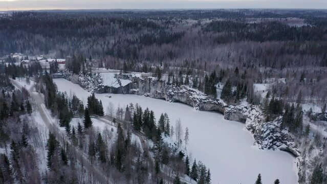 beautiful view of the ruskela mountain park. republic of karelia