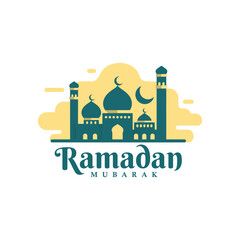 Islamic ramadan flat logo design. Mosque flat style illustration