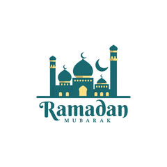 Islamic ramadan flat logo design. Mosque flat style illustration