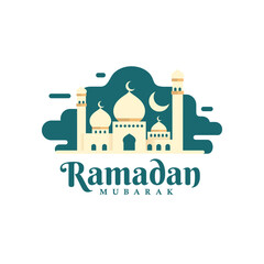 Islamic ramadan flat logo design. Mosque flat style illustration