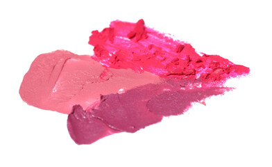 Fototapeta premium Smears of bright lipsticks on white background