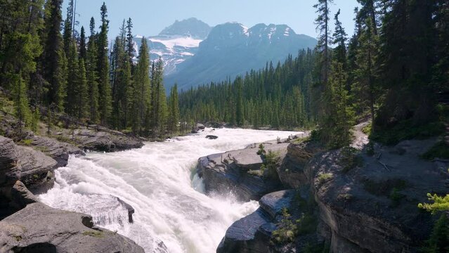 Mistaya Canyon and Mistaya River. Banff National Park beautiful landscape. Alberta, Canada. Canadian Rockies Mountains nature scenery.
