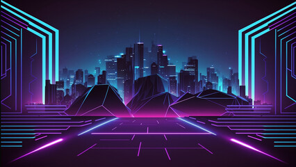 Synth City: Futuristic Power Point Backgrounds