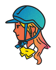 ヘルメットをかぶった少女の横顔　イラスト素材