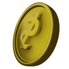 Dollar coin 3D render transparent background