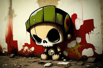 graffiti urban skull chibi - generative ai