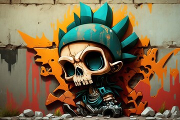 graffiti urban skull chibi - generative ai