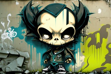 graffiti urban skull chibi - generative ai