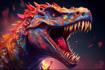 Roaring Tyrannosaurus Rex. Generative AI