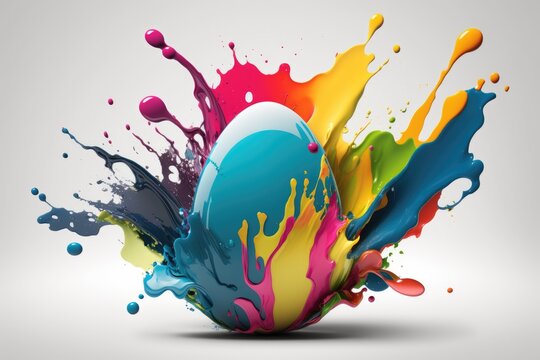 Easter egg colorful explosion Easter egg paint splash - generative ai
