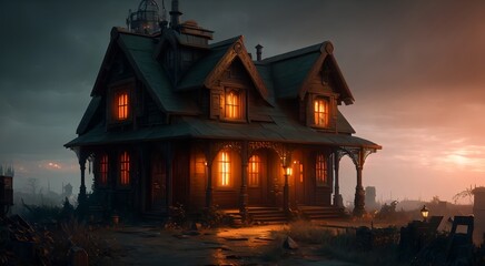 Fototapeta na wymiar Haunted house at night [AI Generated]