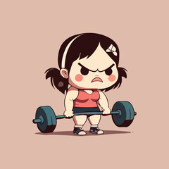 Chinese women lift weights in isolated background