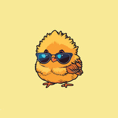 cute chicks wearing sunglasses in isolated