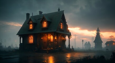 Haunted house at night [AI Generated]