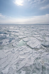 Drift ice in the offing of the Abashiri port, Hokkaido, Japan  © Khun Ta