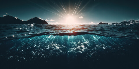 Fototapeta na wymiar underwater view of the sea. generative AI