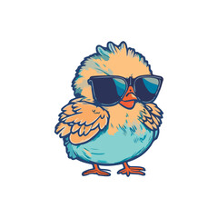 cute chicks wearing sunglasses in isolated