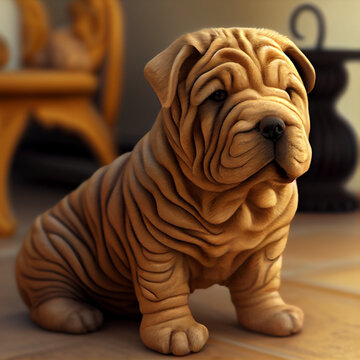 Puppy Chinese Sharpei - Generative AI
