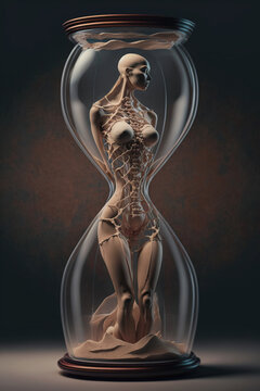 hourglass with a female body inside. generative AI