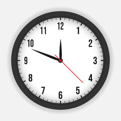 Simple classic black and white round wall clock. - Vector.