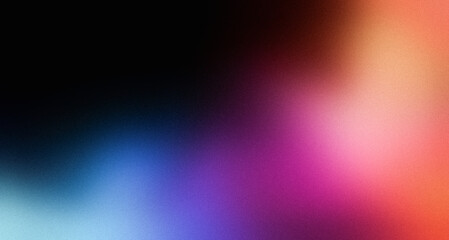 Vibrant color gradient on black background, abstract purple orange blue black banner, blurry colorful poster design