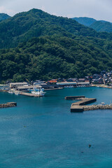 Fototapeta na wymiar 兵庫県 新温泉町の城山園地から眺める日本海と夏景色