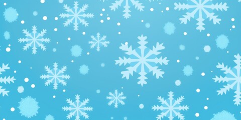 White snow falling on sky blue background seamless pattern - generative ai