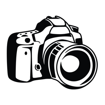 simple right facing dslr camera symbol logo
