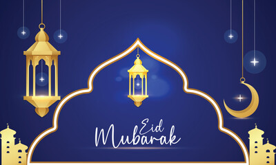 Eid mubarok islamic background template. greeting card, poster with background Vector illustration design.