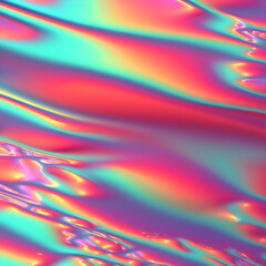 red iridescent holographic liquid rippled surface created with generative ai