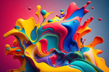 Obraz premium bright rainbow liquid paint splash background created with generative ai