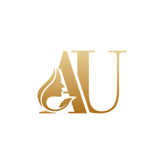Initial AU face beauty logo design templates