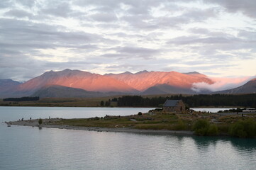 Red mountain near sunset