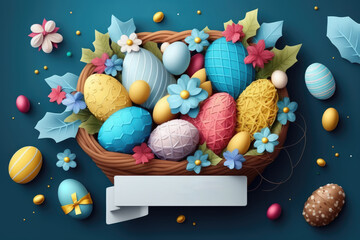 Festive Easter horizontal banner template header for web - generative ai
