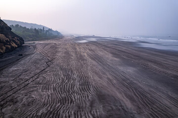 Aerial footage of Harnai beach at Dapoli, located 200 kms from Pune on the West Coast of Maharashtra India.