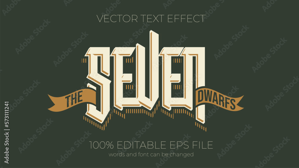 Poster the seven dwarfs editable text effect style, eps editable text effect