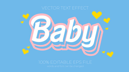 baby text effect style, EPS editable text effect