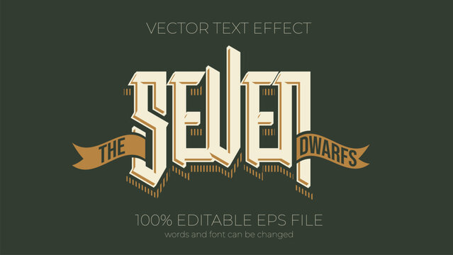 the seven dwarfs editable text effect style, EPS editable text effect