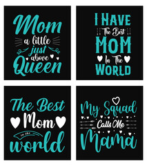 Fototapeta premium Mother's Day Typography and Trendy Svg T-shirt Design. Mama Wavy Text Design, Mom Quote T-shirt Design Bundle