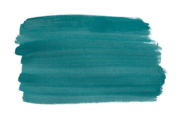 Turquoise paintbrush isolated on transparent background. deep lake green brush, png