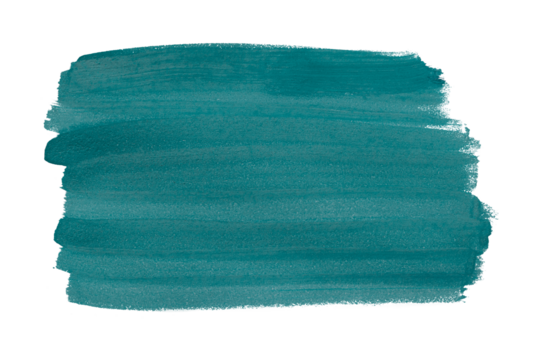 Turquoise paintbrush isolated on transparent background. deep lake green brush, png