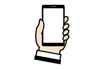 スマートフォンを持った手のイラスト(png)	